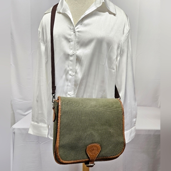 Burberry Vintage Canvas and Leather Nova Check Messenger Bag in Green and Brown - Picture 1 of 14